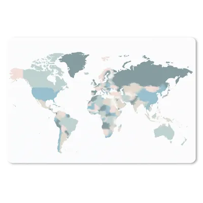 Produktbild von MuchoWow® Schreibtischunterlage Weltkarte - Pastell - Weiß 60x40 cm - XXL Mauspad - Großes Mauspad