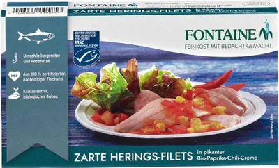Image de Filets de hareng tendres - Crème de poivrons et de piments 200g