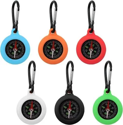Image de Mini-boussole 6 pièces avec mousqueton, boussole portable, boussole étanche pour la randonnée, porte-clés pour enfants, plein air, camping, randonnée