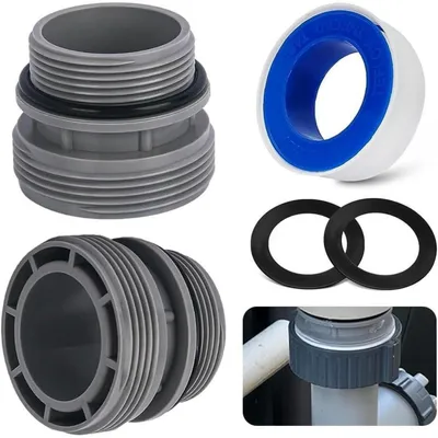 Immagine prodotto di Adattatore per tubo da 40 mm per pompa piscina, guarnizione in PTFE, 2 pezzi, colore grigio