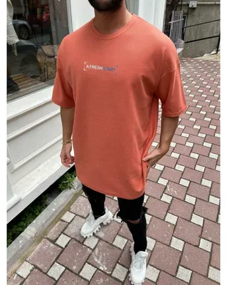 Immagine prodotto di Megaman A Fresh Start Maglietta Oversize Uomo Estate Longtee Stampa Basic Camicia Moderna S Melone