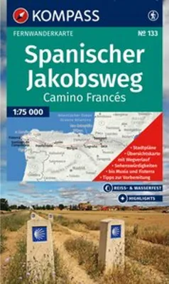 Produktbild von KOMPASS Wanderkarte 133 Spanischer Jakobsweg, Camino Francés 1:100.000