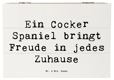 Produktbild von Mr. & Mrs. Panda Geschenkbox Spruch Cocker Spaniel Freude 22 x 15 cm - Weiß - Geschenk, Schatzkiste, Box, Hunderasse, Hunde, loyal, verspielter Charakter, Kiste, Glück