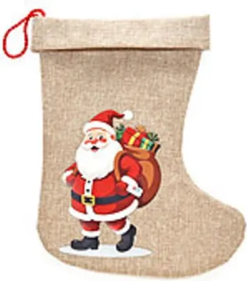 Obrázok produktu pre Mikulášska pančucha, cca 30x24cm, juta s Otcom Vianoc