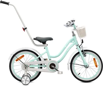 Immagine prodotto di SUN BABY Heart Bike: bicicletta per bambine da 16 pollici, a partire dai 4 anni, con rotelle, manubrio di spinta rimovibile, cestino, campanello, freno a contropedale e V-brake