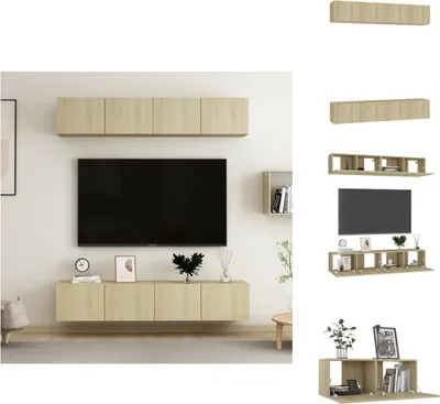 Produktbild von vidaXL TV-Schränke 4 Stk. Sonoma-Eiche 80x30x30 cm Holzwerkstoff -  TV-Möbel