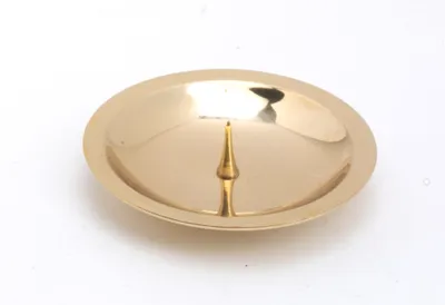 Produktbild von Osterkerzen Kerzenteller mit Dorn, Dekoteller Messing poliert gold für Kerzen Ø 8 cm