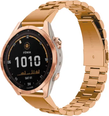 Produktbild von Strap-it Stahlarmband - Kompatibel mit Garmin Fenix 7s Armband Gliederarmband Hochwertiger EdelstahlFaltschließe für Armband Rosa Gold20mm smartwatch