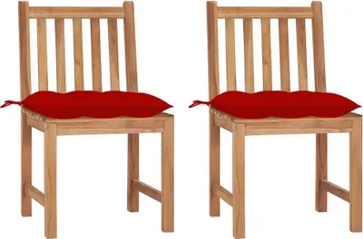 Produktbild von Gartenstühle 2 Stk. mit Kissen Massivholz Teak