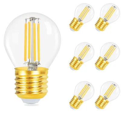 Obrázok produktu pre ZMH 6ks LED žiarovka E27 lampa: E27 Vintage Edison žiarovka Teplá biela žiarovka G45 2700K Žiarovky 4W Retro žiarovka Vysoko kvalitné sklo Úspora energie