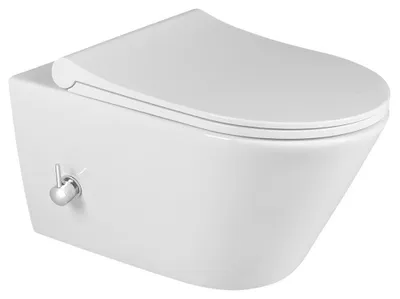 Produktbild von Sapho AVVA CLEANWASH Hänge-WC, mit Armatur und Bidetdusche, Rimless,35,5x53cm, Weiß