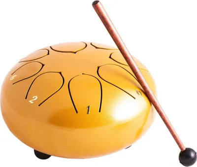 Produktbild von Steeldrum C-Dur Zungentrommel 6 Zoll Handpan mit 8 Töne gold Steelpan mittel