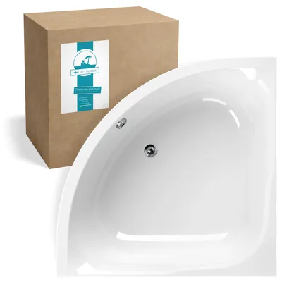 Produktbild von Calmwaters® Raumsparende Eckbadewanne 120x120 cm, Acrylwanne Modern Small 2 für zwei Personen, Duowanne aus Acryl, Maße 120 x 120 cm, Weiß, 02SL2970