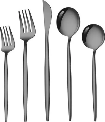 Productafbeelding van Famanu bestekset, zwart, voor 6 personen - 30-delig, roestvrij staal