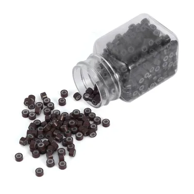 Image de 500PCS/Bottle Professional Silicone Lined Link Rings Beads Tools For Hair Extensions(Brown)