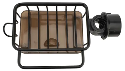 Image de Organisateur pour robinet d'évier de cuisine : porte-éponge multifonctionnel en aluminium renforcé, réglable, avec tige de suspension, crochet et bac de récupération, gauche, noir
