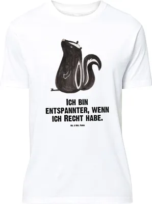 Produktbild von Mr. & Mrs. Panda Tshirt Stinktier Sitzen - Weiß - Geschenk, Shirt, Spruch, Besserwisser, Raubtier, Büro, T-Shirt mit, Lustiges, Oversize, Skunk