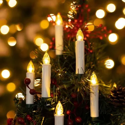 Image de Bougies de Noël LED sans fil Vitu avec télécommande, lot de 10 bougies pour sapin de Noël avec clip
