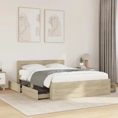 Obrázek produktu pro vidaXL Rám postele s čelem dub Sonoma 120x200 cm materiál na bázi dřeva