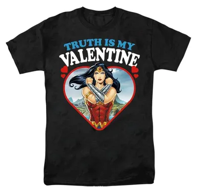 Produktbild von Wonder Woman - "Truth Is My Valentine" T-Shirt für Herren/Damen Uni TV37132 (L) (Schwarz), KI-generiertes Bild