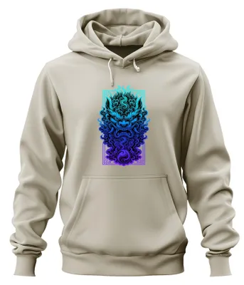 Productafbeelding van Japanse wachthond Shi Shi Foo Dog, Yin tempelleeuw, hoodie, sweater met capuchon, natuur, maat L