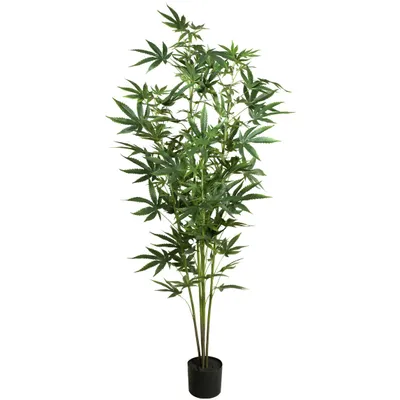Immagine prodotto di EUROPALMS Pianta di canapa, pianta artificiale, 150 cm
