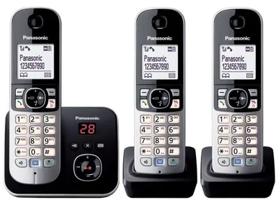 Immagine prodotto di Telefono cordless trio dect con segreteria telefonica nero/argento Panasonic KXTG6823FRB