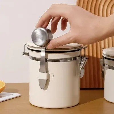 Produktbild von Kaffeebehälter aus Edelstahl, luftdicht, ideal für Kaffeebohnen und Kaffee, mit einemventilatoren, Kaffeebehälter.