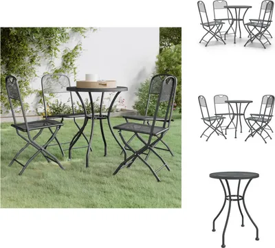 Produktbild von vidaXL 5-tlg. Garten-Essgruppe Streckgitter Anthrazit -  Gartenmöbel-Sets