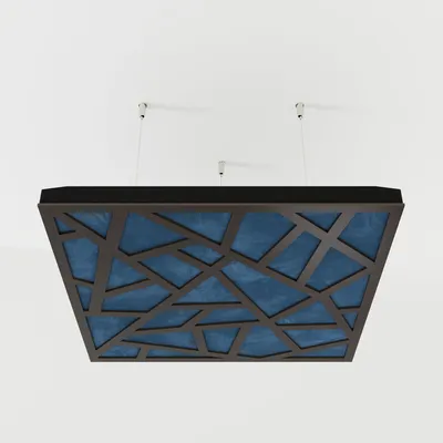 Produktbild von 2er-Pack – Abgehängtes Decken-Akustikpaneel mit Samtstoff und Befestigungsset|50x50x5cm|Schallabsorption und Diffusion|[SKYROSS -Wenge|Blau]