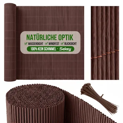 Produktbild von Sekey Balkon Sichtschutz Natürliche Optik Sichtschutzmatte Sichtschutzzaun 80x400cm, Braun