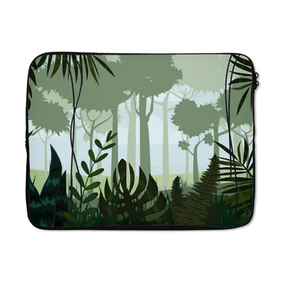 Produktbild von MuchoWow® Laptop Hülle 17 Zoll Laptoptasche Dschungel - Pflanzen - Tropisch - Junge - Mädchen - Kinder - Zipper - Schutzabdeckung