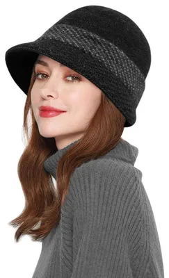 Produktbild von Damen Strickmütze Beanie gefüttert warm Einheitsgröße Schwarz