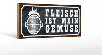 Produktbild von Holzschild Spruch 27x10cm Grill Fleisch ist mein Gemüse