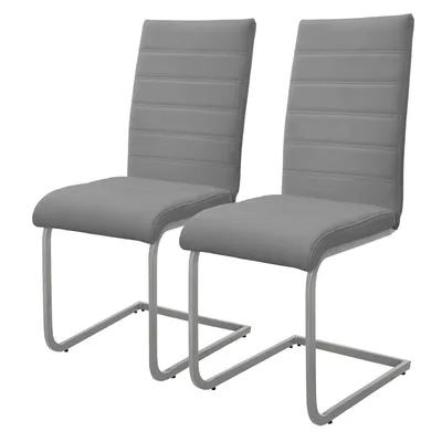 Produktbild von ML-Design 2er Set Esszimmerstuhl mit Rückenlehne, Grau, aus Kunstleder