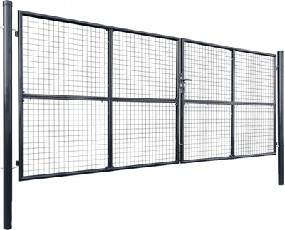 Produktbild von vidaXL Maschen-Gartentor verzinkter Stahl 400 x 150 cm Grau