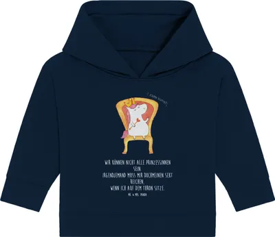 Produktbild von Mr. & Mrs. Panda Organic Baby Hoodie Einhorn König 24. - 36. Monat - French Navy - Geschenk, Unicorn, Kapuzenshirt, Präsident, Kaiser, Kapuzensweatshirt, Prinzessin