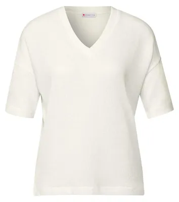 Produktbild von LTD QR v-neck knit look shirt 10108 off white Größe 42