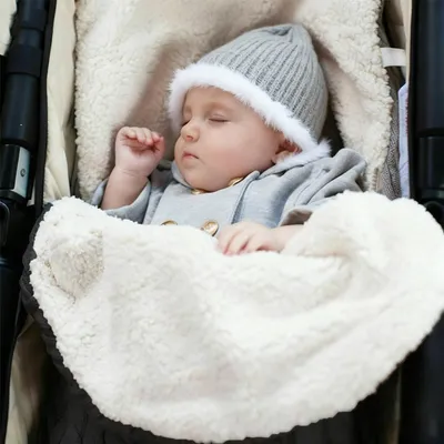 Produktbild von Baby Wickeldecke,Neugeborenen Strickplüschdecke,Baby Fußsack für Jungen und Mädchen,Schlafsack Kinderwage,Winterfußsack Babyschale,Schwarz