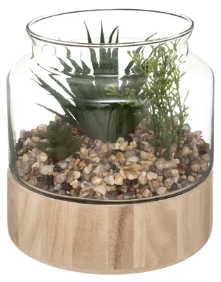Image de Plantes artificielles, 17,5 cm, dans un terrarium en verre sur socle