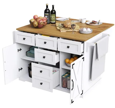 Immagine prodotto di Carrello servitore per cucina con finitura effetto legno e spazio contenitivo, mobile buffet mobile, bianco