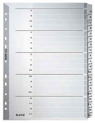 Produktbild von Leitz 43280000, Alphabetischer Registerindex, Karton, Grau, Porträt, A4, 2, 3, 4, 6