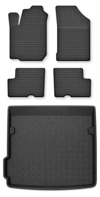 Productafbeelding van Rubberen automatten + kofferbakmat voor Dacia Duster II vanaf 2018 – 5-delig, zwart, op maat – Wielganizator Semi-Universal