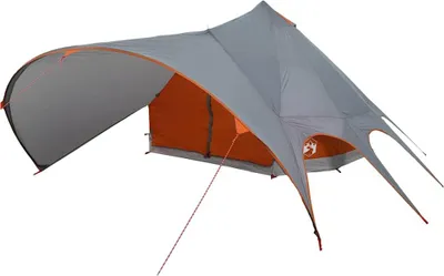 Image de Tente tipi vidaXL pour 7 personnes, gris et orange, 600 x 600 x 347 cm