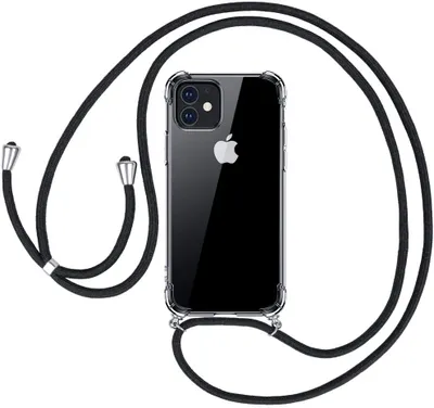 Obrázok produktu pre Retiazka na mobilný telefón pre iPhone11, priehľadné puzdro s popruhom iPhone 12 Pro Nárazuvzdorné silikónové ochranné puzdro Priehľadné puzdro na mobilný telefón iPhone 12 Kryt na náhrdelník so šnúrou na zavesenie okolo puzdra