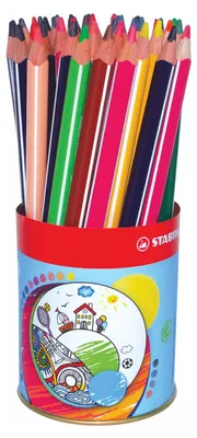 Image de STABILO Trio thick - Lot scolaire de crayons de couleur dans un étui métallique - 38 pièces