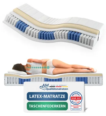 Produktbild von AM Qualitätsmatratzen | Latex-Taschenfederkernmatratze 160x200 cm - H3 - Germany