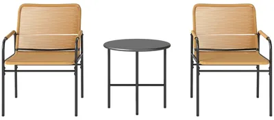 Immagine prodotto di Outsunny Set bistrot in rattan da 3 pezzi, gruppo di sedute, set da giardino con 2 sedie da giardino