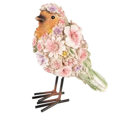 Immagine prodotto di Clayre & Eef Figure Bird 7x10x12 cm Fiori in poliresina rosa
