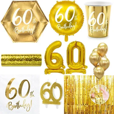 Produktbild von 60. Geburtstag Geburtstagsdeko Party Set Zahl 60 Jahre gold Partyartikel